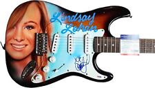 Lindsay Lohan Autographed Signed Hand Airbrushed Painting Guitar PSA Lindsay Lohan Autographed Signed Hand Airbrushed Painting Guitar PSA