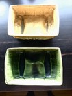 TWO MATCHING VINTAGE ART POTTERY PLANTERS SET OF GREEN & YELLOW FLUTED MCM NEW!! — photo 8
