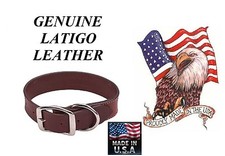  USA MADE DOGS PREMIUM Heavy Duty LATIGO LEATHER Flat Town COLLAR ALL DOG SIZES