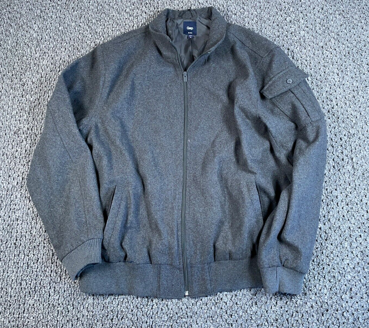 Gap Wool Blend Zip Up Bomber Jacket Adult XL Gray Lined Gap Wool Blend Zip Up Bomber Jacket Adult XL Gray Lined