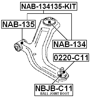 Brazo trasero buje brazo delantero Febest NAB-134 OEM 54500-AX000 Foto 2 de 3