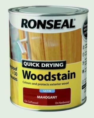 Ronseal schnelltrocknende Holzlasur seidenmatt regendicht 750ml Mahagoni