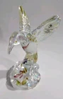 Fenton Glass Hummingbird Figurine - Opalescent Clear Hand Painted by S.Miller