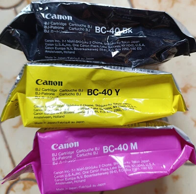 Lot de 3 Cartouches d'encre CANON BC-40 / Noir-Jaune-Magenta / Neuves. - Photo 1/4