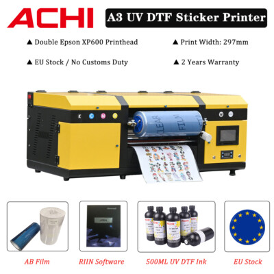 2in1 A3 UV DTF Printer Double Epson XP600 Printhead For Varnish Transfer Sticker