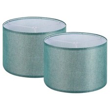 Drum Lamp Shades Set of 2 13"x13"x9" Linen Table Lamp Replacement Blue