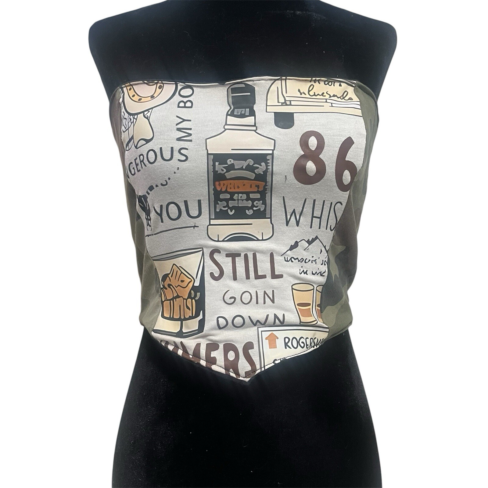 Upcycled Custom Made Morgan Wallen Camo Corset Top | Rework Shirt | Size Medium