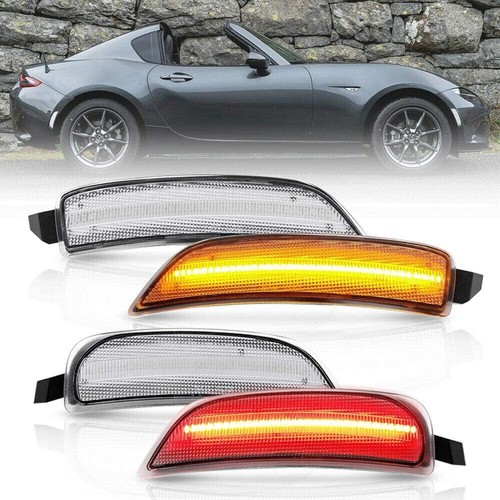 Front Amber Rear Red Clear Lens Side Marker Lamp For 2016-2022 Mazda Miata MX-5 - Picture 2 of 8