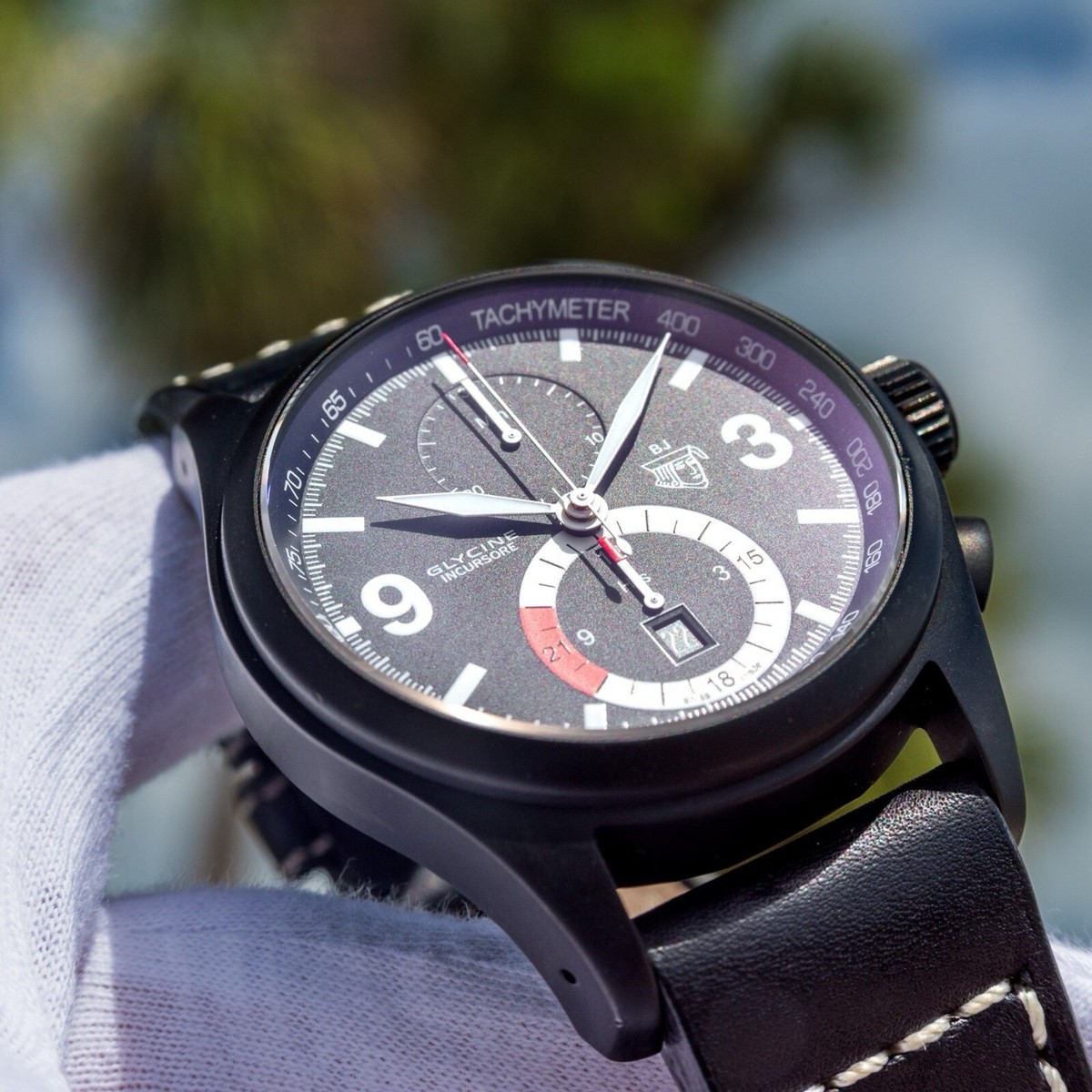 Glycine Incursore Black Jack Steel Black Dial Manual Wind Mens