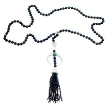 Shaun Leane Tribal Deco Onyx Diamond Tassel 18k White Gold Lariat Necklace