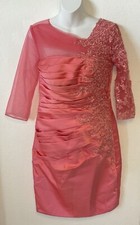 Hebeos Sequin/Lace 3/4 Sleeve Lined Satiny Women s Formal Dress Size Small