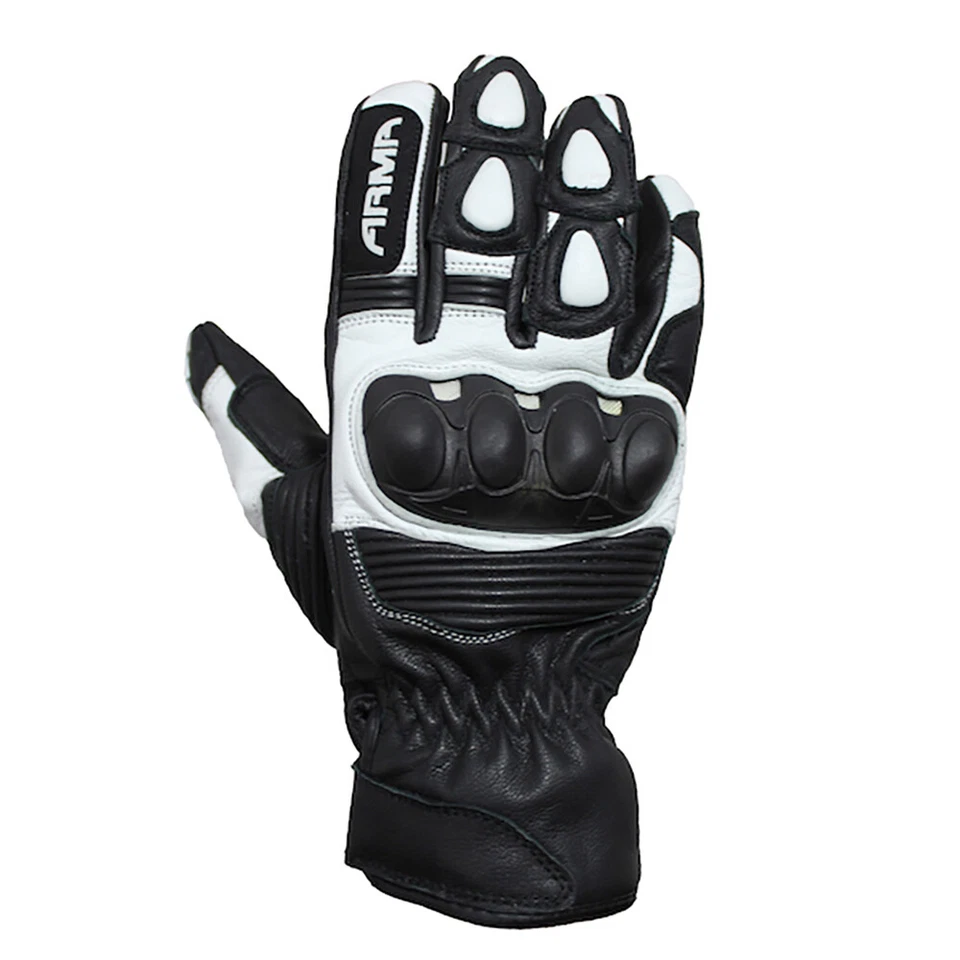 Armr Eyoshi SHL840 Été Cuir Gants Moto - Black & Blanc - Photo 1/1