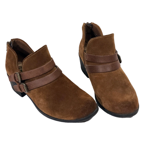 Earth Origins Destiny Ankle Booties Size 6.5M Womens Suede Leather Double Buckle - Picture 2 of 8