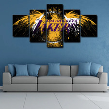 Los Angeles Lakers NBA Basketball Team Logo 5 Piece Panel Canvas Wall Art Decor