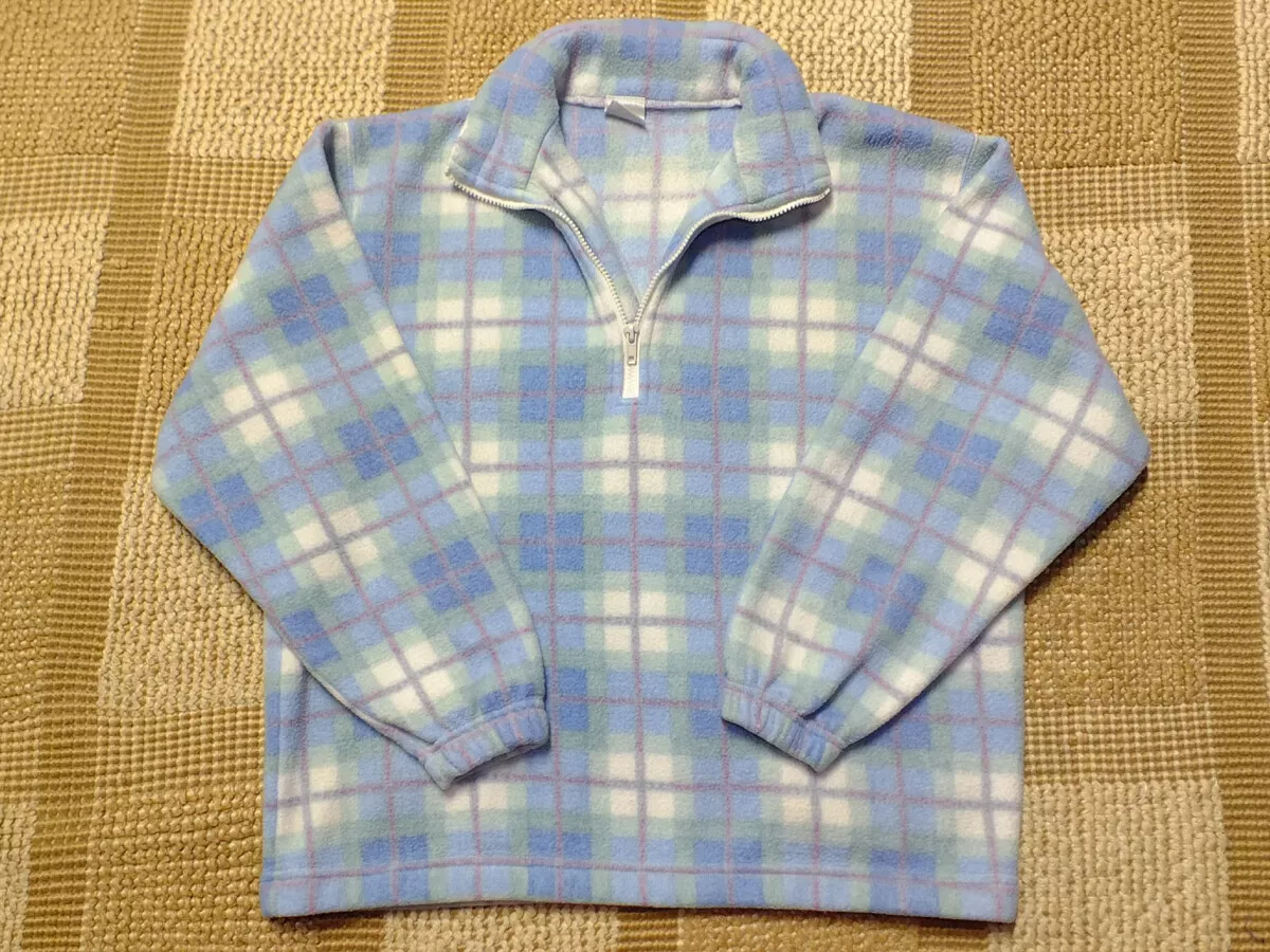 Womens size Medium M Light Blue Plaid Fleece Sweatshirt eBay