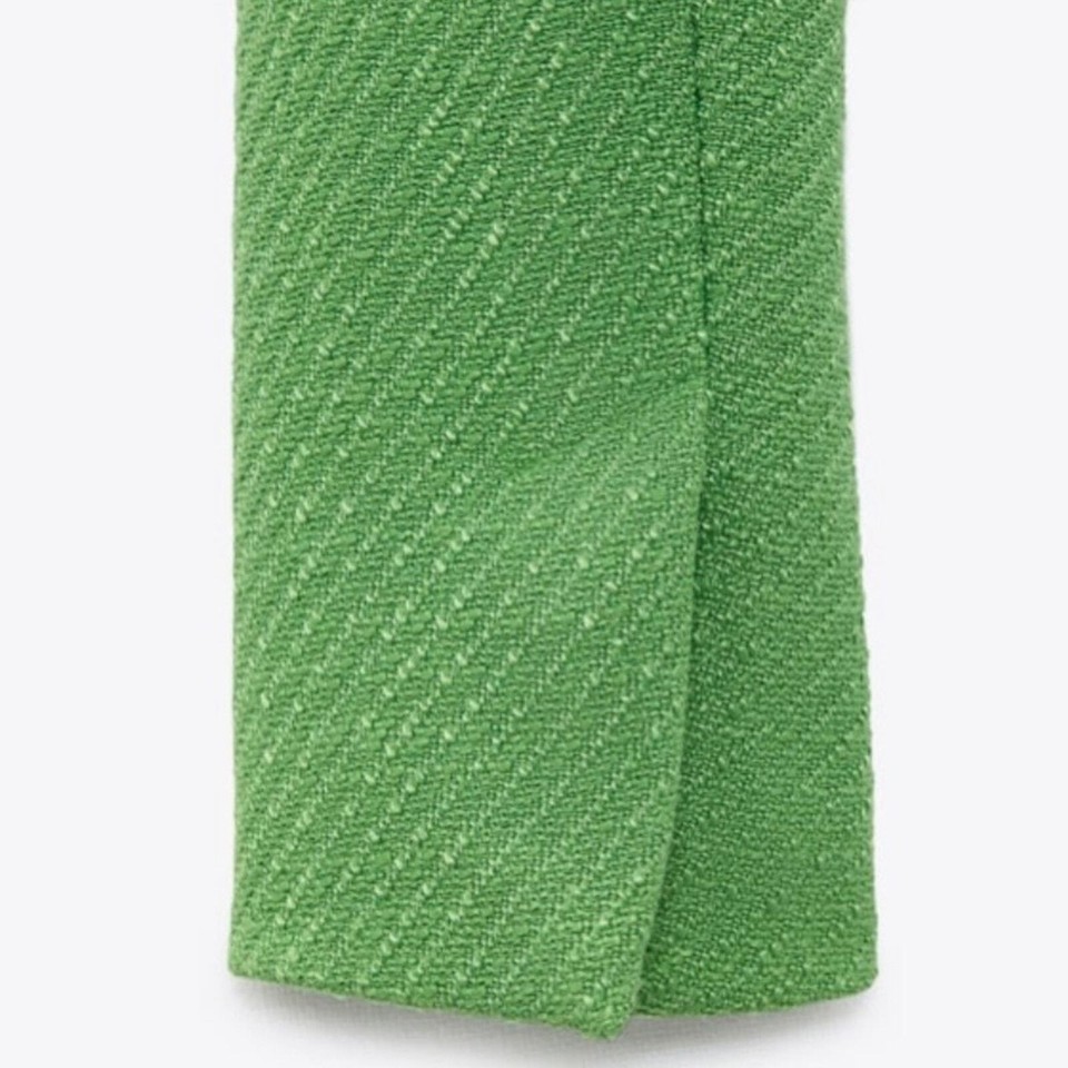 Zara Green Apple Textured Crop Jeweled Button Jacket Size Medium eBay