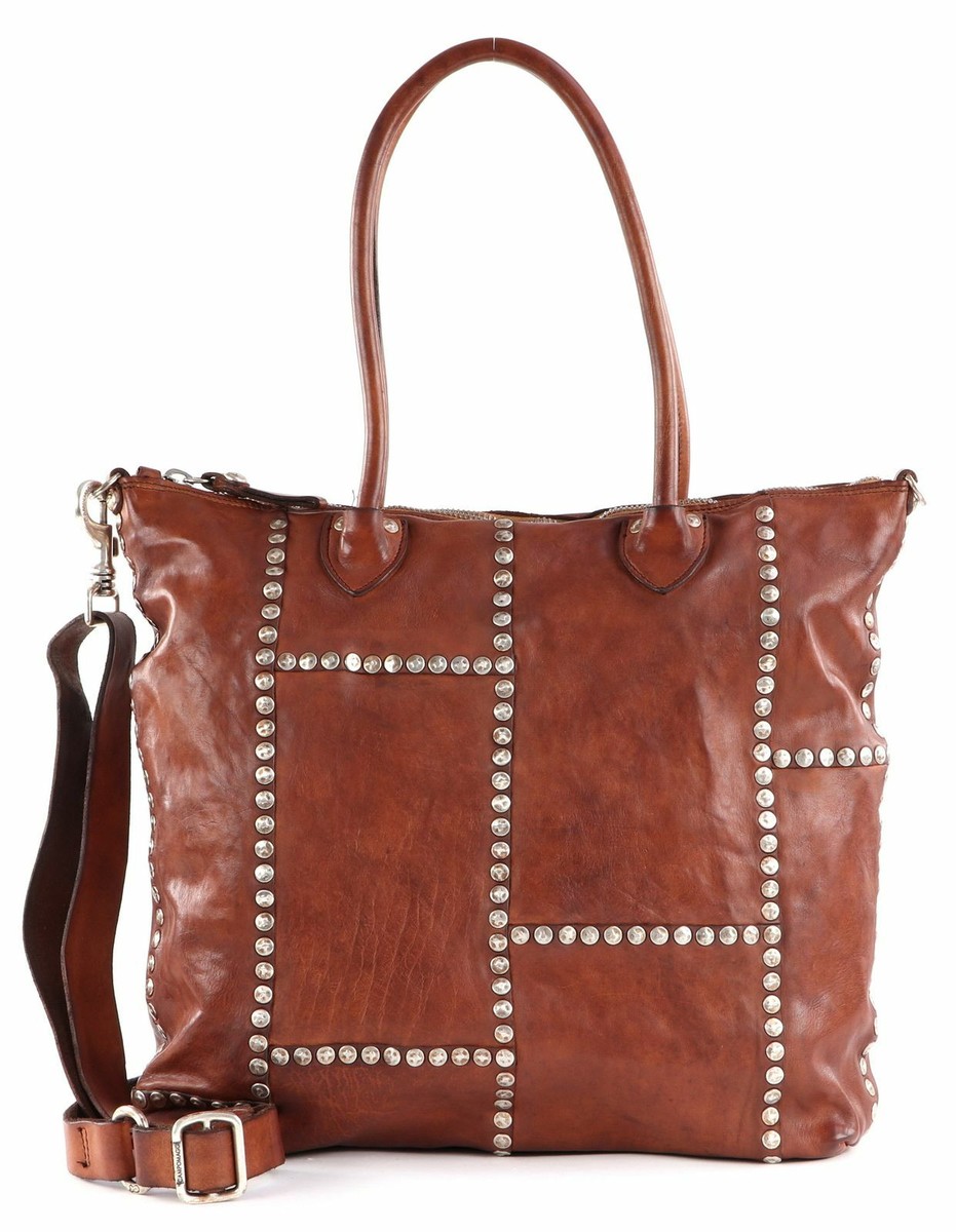 Sac à épaule CAMPOMAGGI Shopping Bag Vertical En Cuir Cognac - Neuf Avec étiquettes