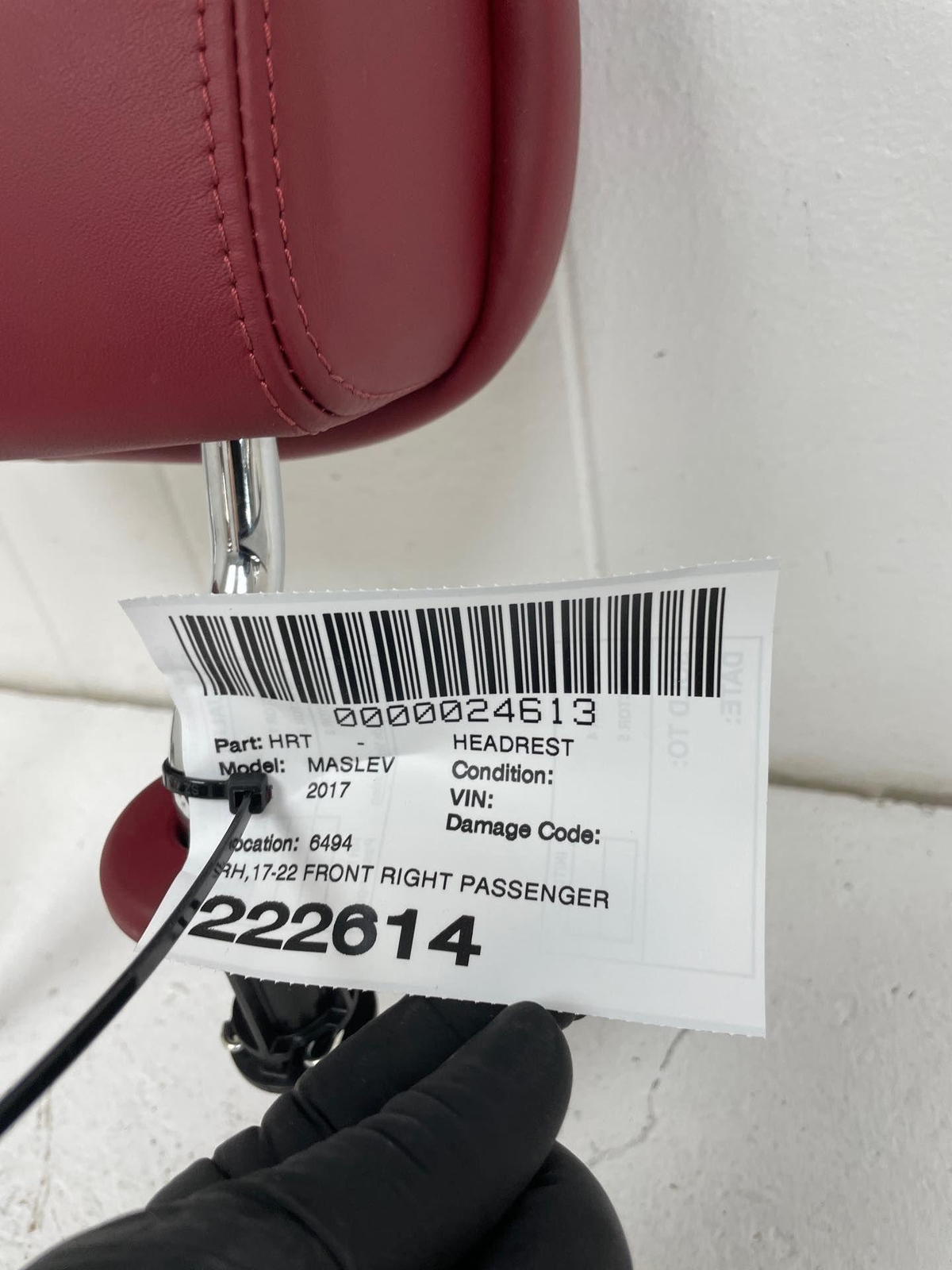 2017-2022 MASERATI LEVANTE FRONT RIGHT PASSENGER SEAT HEADREST RED LEATHER OEM