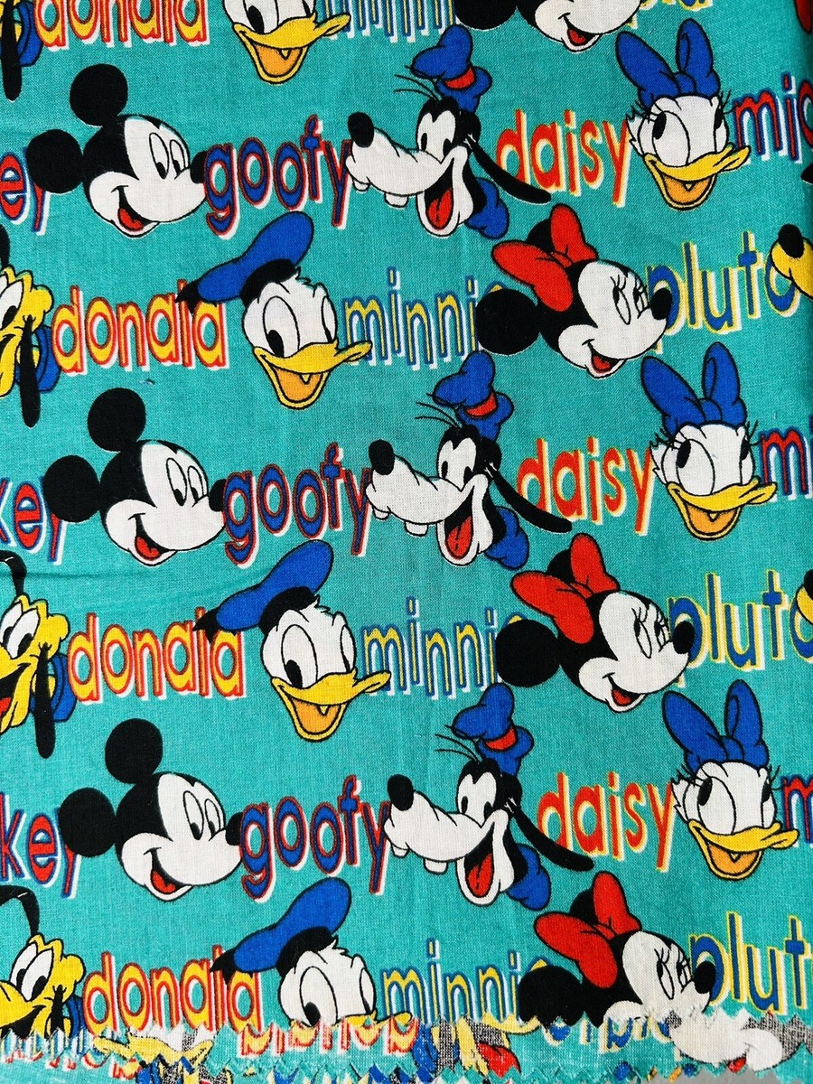 vintage-disney-mickey-mouse-friends-teal-ish-fabric-panel-60-x-13-very-cute-ebay