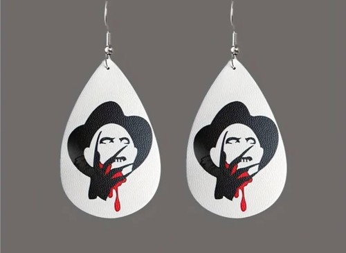 Halloween Horror Inspired Dangle Drop Hook Earrings Faux Leather, Enamel Or Wood - Picture 29 of 101