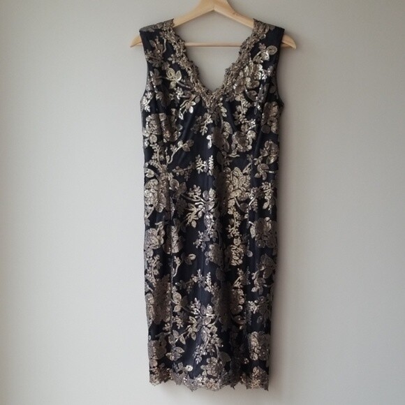 Tadashi Shoji Sz 10 Petite Dress Sequin Paillette Sleeveless Embellished Formal Tadashi Shoji Sz 10 Petite Dress Sequin Paillette Sleeveless Embellished Formal