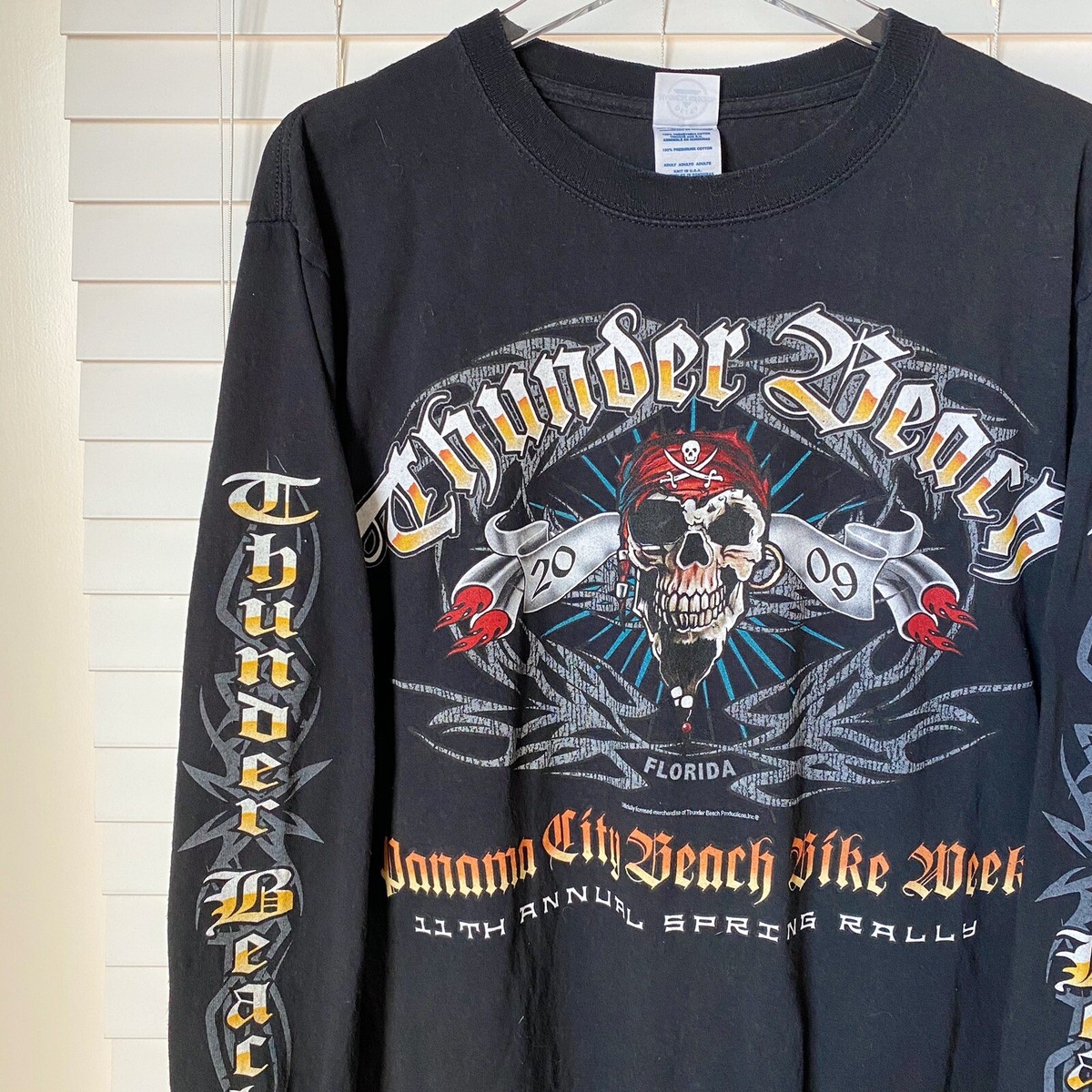 Thunder Beach Bike Week 00s Harley Biker Style Long Sleeve T Shirt