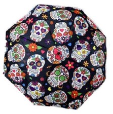 New Sugar Skull 36" Width Compact Umbrella Day of the Dead Skulls NIP Skeleton