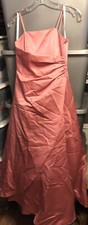 David  s Bridal pink spaghetti strap formal dress girls size 10 bridesmaid