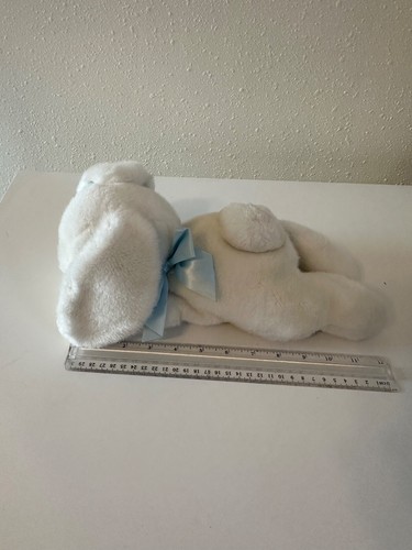 Eden Bunny Rabbit Plush Floppy White Blue Ribbon Sleeping Closed Eyes - Picture 4 of 11