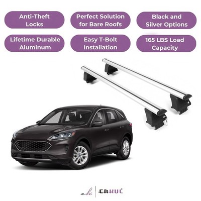 ERKUL Roof Rack Crossbars For FORD ESCAPE 2020-2026 Naked Roof Aluminum Silver