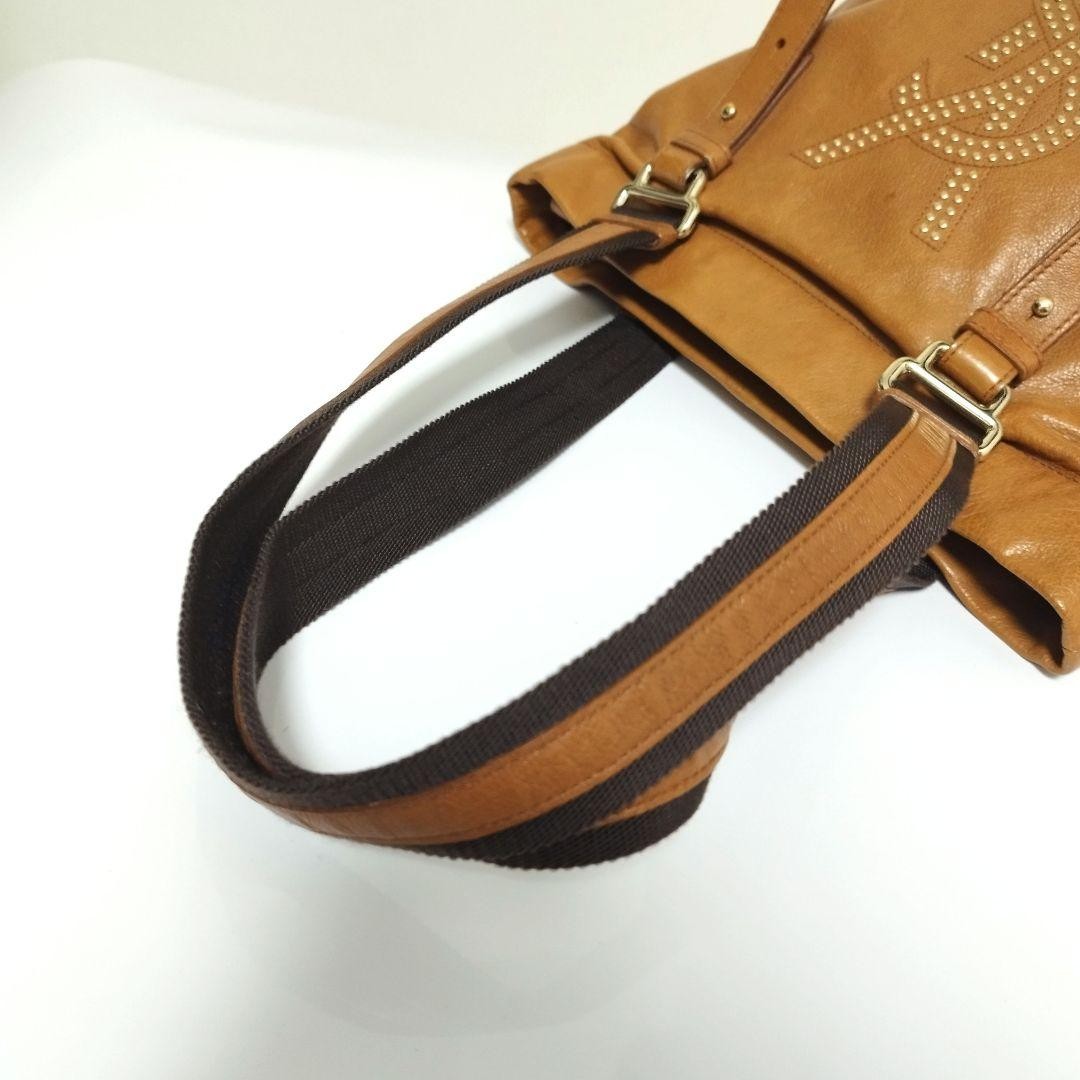 Borsa tote YVES SAINT LAURENT YSL Rive Gauche archivio Kahala pelle borchiata marrone