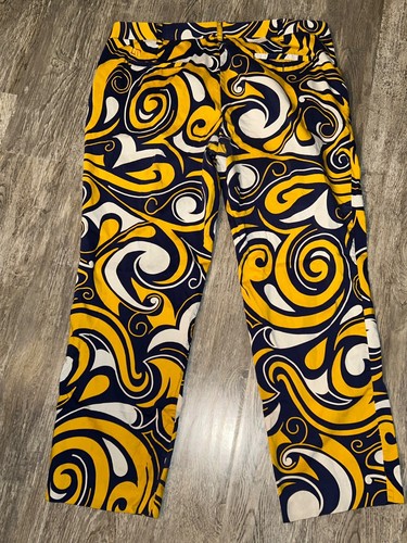 Loudmouth Golf Pants Men's 40 x 30 Blue Gold White Swirl Some Men Come To Play - Picture 2 of 10