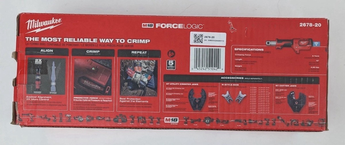 ℳ18000 Milwaukee M18 Force Logic 6T Crimper (267820) for sale online | eBay