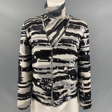 MISSONI Größe 6 Schwarz Grau Seidenbesetzte...