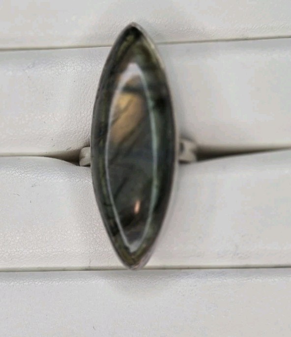 Silver Marquise Labradorite Statement Ring Bezel … - image 3
