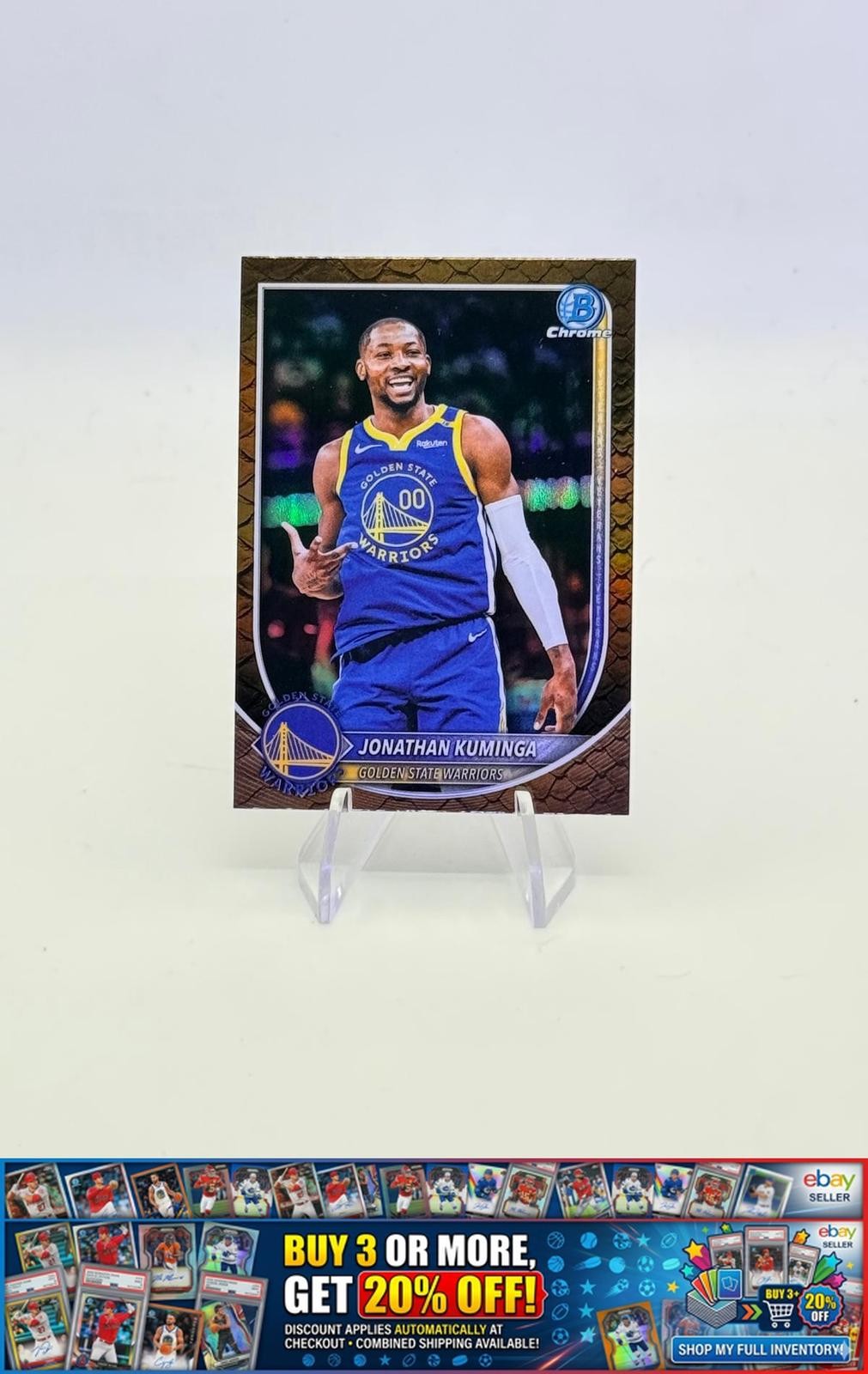 2025-26 Bowman Jonathan Kuminga #BCV-191 Chrome Reptilian Refractor Warriors