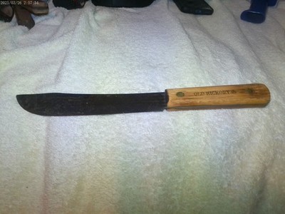 Vintage Ontario Knife co Old Hichory 7 in chef wood handle brass pins