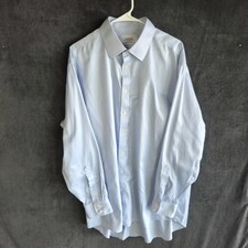 Charles Tyrwhitt Dress Shirt Men 18-36 Blue Micro Check Button Up Long Sleeve