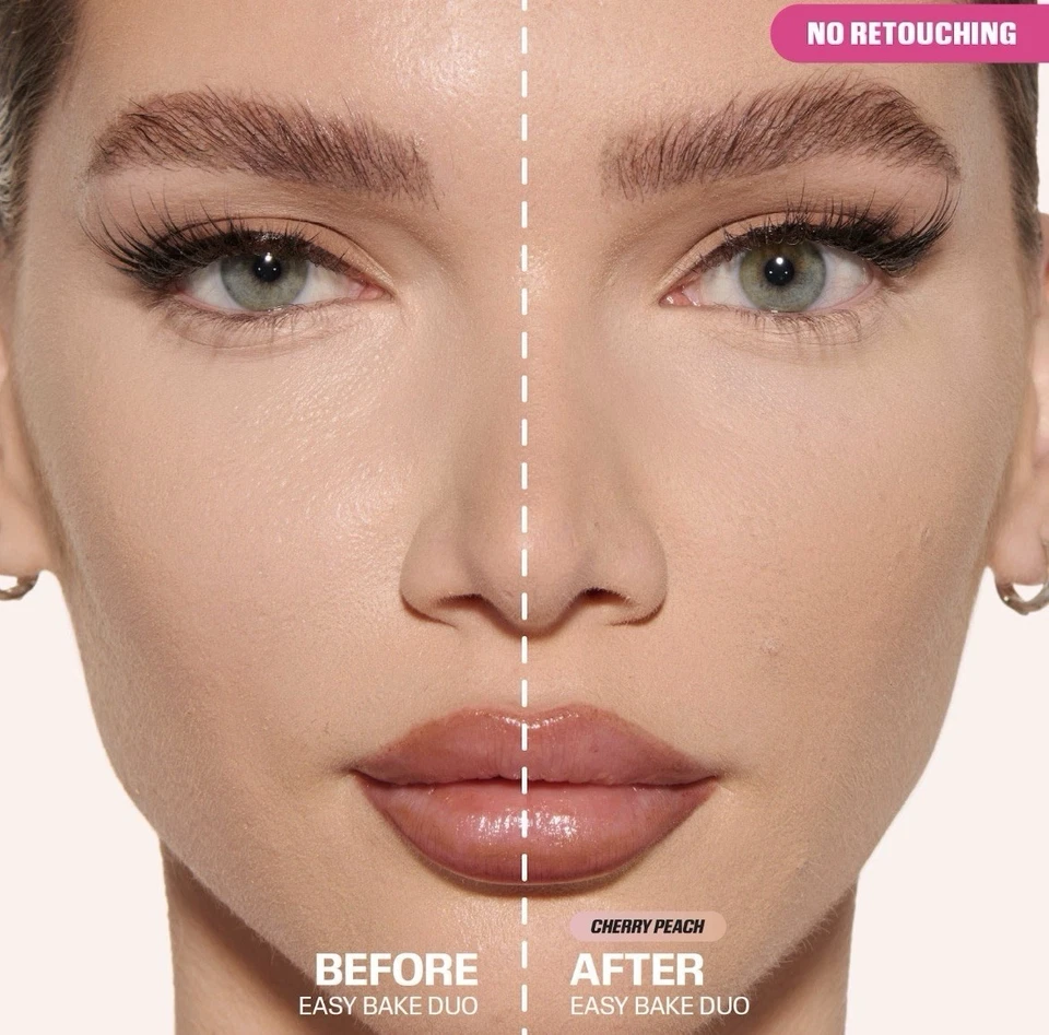 Huda Beauty Easy Bake Loose Powder Duo CHERRY PEACH New In Box LIMITED EDITION - Image 2 of 4