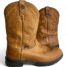 JUSTIN 9018 Sunset Rage Men's 10 D Leather Western Roper Cowboy Boots Tan Brown