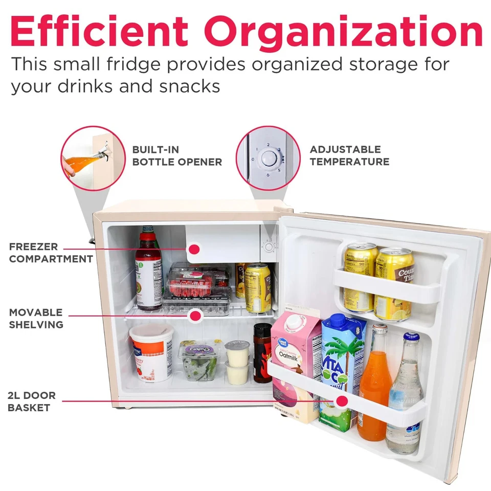 Geladeira compacta retrô Frigidaire 1,6 pés cúbicos com abridor de garrafa lateral, coral - Imagem 3 de 4