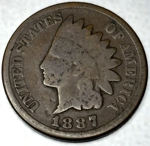 1887 Indian Head Cent Penny - Good Condition One Cent 1c US Coin - 0542