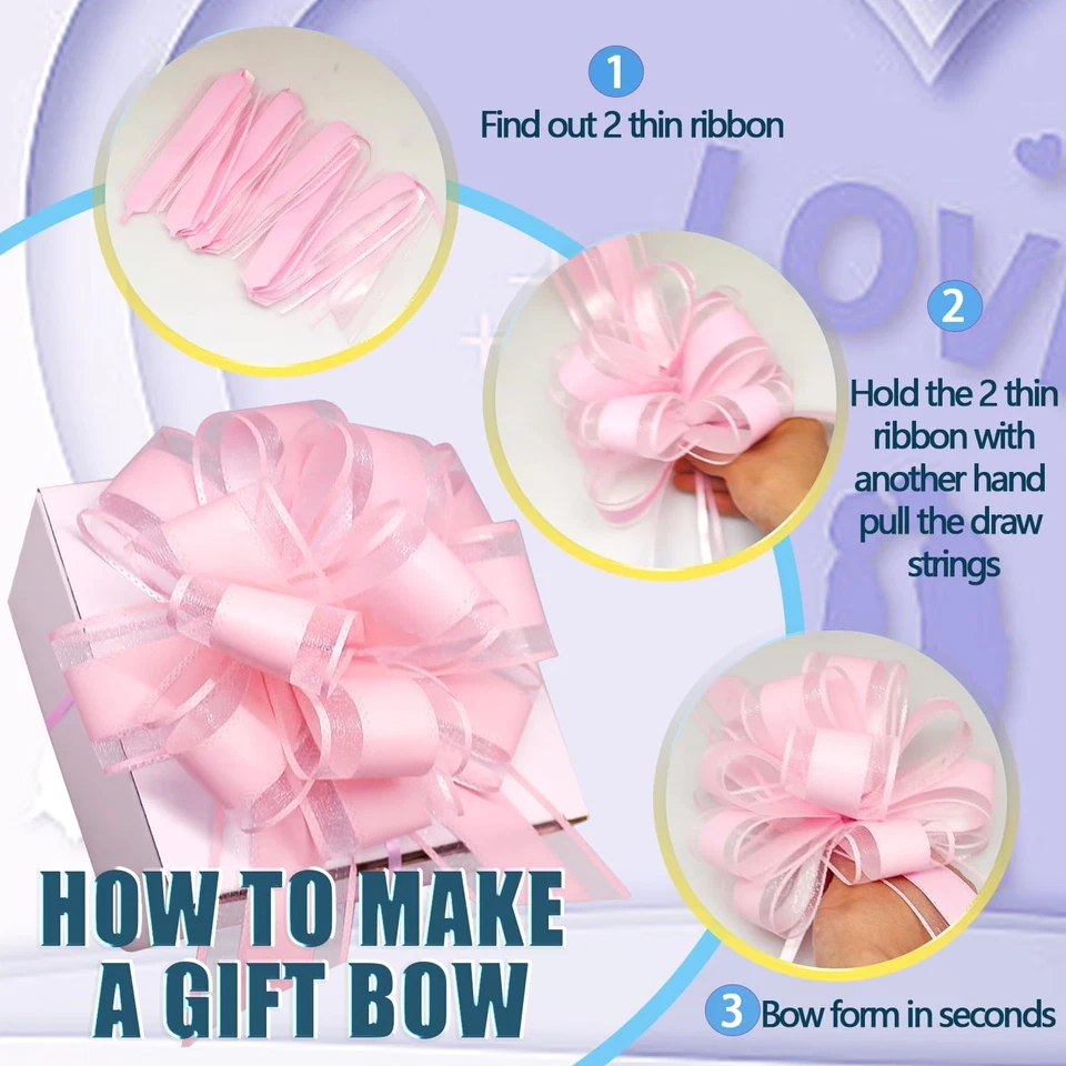 Arcos de organza rosa de 6 pulgadas 5 piezas, estilo clásico para boda, día de San Valentín, Foto 2 de 4