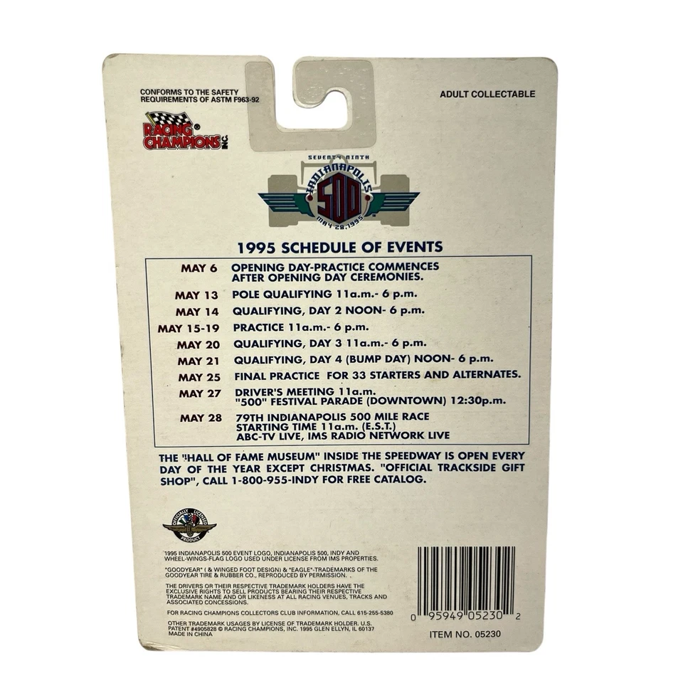 Racing Champions 79th Indianapolis 500 1995 Premier Edition 1:64 Diecast Foto 2 de 2