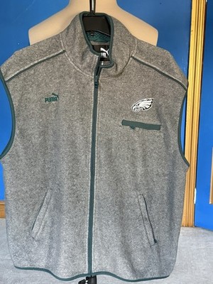 Vintage 90s Philadelphia Eagles Puma Fleece Vest Jacket Mens 2XL XXL Gray NFL