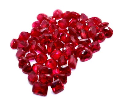 Natural 50 Ct Red Ruby 5-8 Piece Mix Cut Certified Loose Gemstone Lot