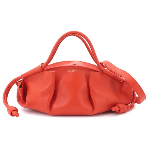 LOEWE Paseo Small Hand Shoulder Bag Leather Orange Purse 90327369