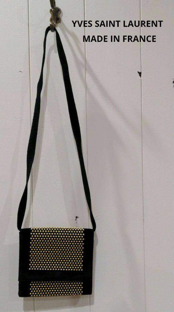 Borsa a tracolla Yves Saint Laurent vintage in camoscio borchie oro nera