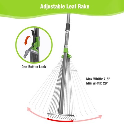 WORKPRO Adjustable Metal Garden Rake Collapsible & Telescopic Long Handle 32-63''