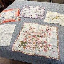 Vintage 1950  s Hankie Pocket Squares Handkerchief-Set of 5  